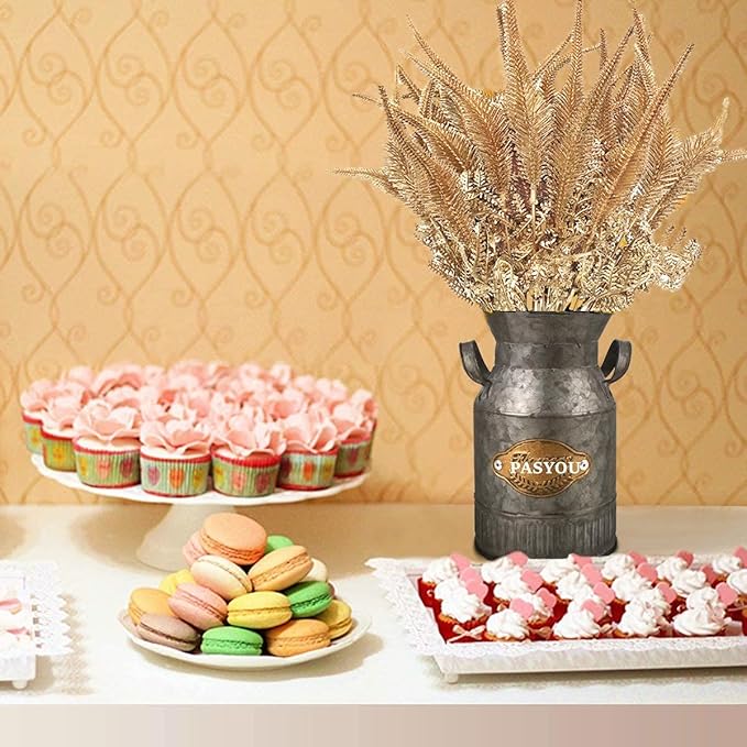 Artificial Golden Plants Decoration, Fake Plant Shrubs Plastic Grass Simulation Tail Leaves for Christmas Indoor Outdoor Hall Home Garden Planter Filler Party Verandah Wedding DIY Decor - Gold 2 Pack