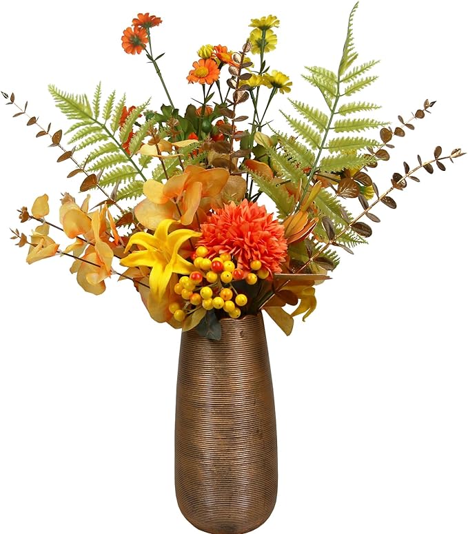 Tinsow 26pcs Artificial Eucalyptus Stems Gold Faux Eucalyptuses Branch Real Touch Leaf Wedding Bouquet Minimalist Fall Home Decor