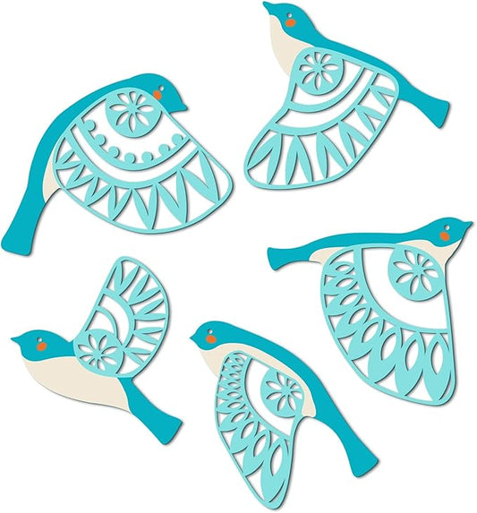 Metal Bird Wall Art for Bathroom - Farmhouse Rustic Flying Birds Wall Decor Arts - Folk Scandinavian Great Gift Home Decor for Indoor Outdoor Yard (Teal)