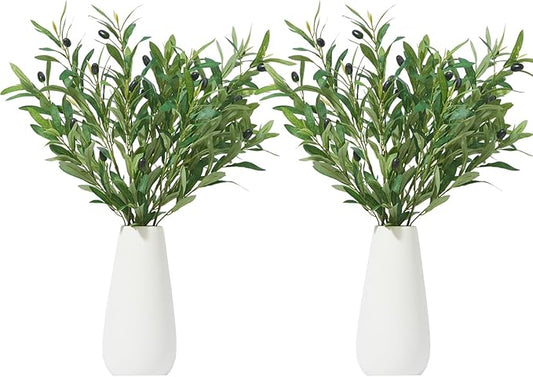 35 Inch Olive Branches for Vases Artificial Greenery Stems Faux Olive Tree Branch Home Decor 8PCS