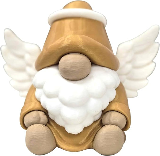 Christmas Angel Gnome Figurine – Holiday Shelf Sitter Gnome with Wings – Scandinavian-Style Xmas Decoration, Festive Mantel Accent – 3D Printed in Canada
