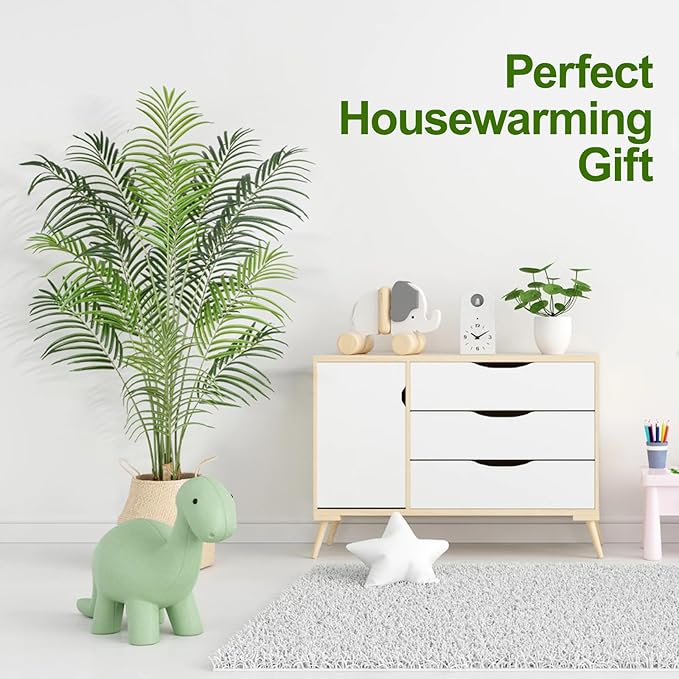 Artificial Palm Tree 5.5ft Tall Fake Palm Tree Indoor Decor with 15 Trunks and Real Bark Design Faux Tropical Areca Palm Silk Floor Plant in Pot for Home Office Living Room Bedroom Decor 1pcs