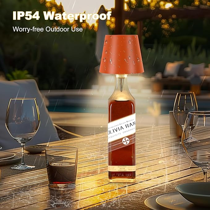 Wireless Bottle Lamp, 2025 New 3 Color Rechargeable Wine Bottle Lights for Bars Restaurants (Orange, 1PC)