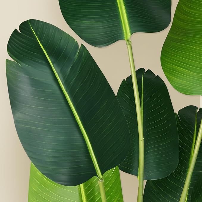 Artificial Bird of Paradise Plant 5.2Ft Fake Tropical Palm Tree with 10Trunks Faux Banana Leaf Trees in Pot for Home Indoor Outdoor Office Modern Decor Housewarming Gift（2Pcs）