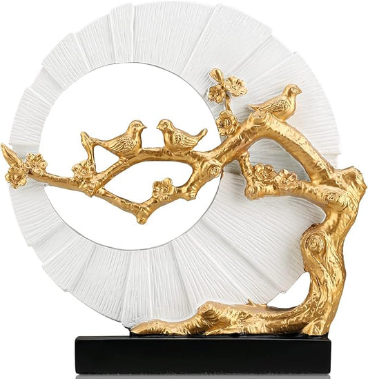 DOVDOV Gold Bird Statue Decor, Gold and White Home Decor, Bird Sculpture Home Decor for Bookshelf Office Shelf on Coffee Table TV Cabinet entryway entryway Decor.
