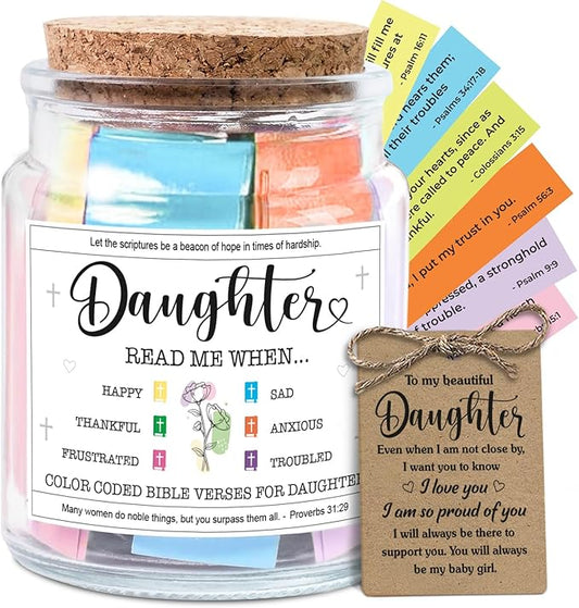 NewEleven Christmas Gifts for Daughter - Inspirational, Birthday Gifts For Daughter, Teen Girl, Adult Daughters - Daughters Birthday Gift Ideas From Mom, Dad - Bible Verse Jar