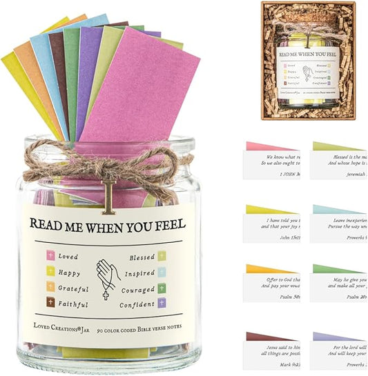 Bible Verse Jar for Christmas Gifts, Initial I Read Me When Prayer, Emotion and Feelings Scripture, Mood-booster Jar Christian Gifts for Women, Scriptural Study Supplies Men Art Work for Family