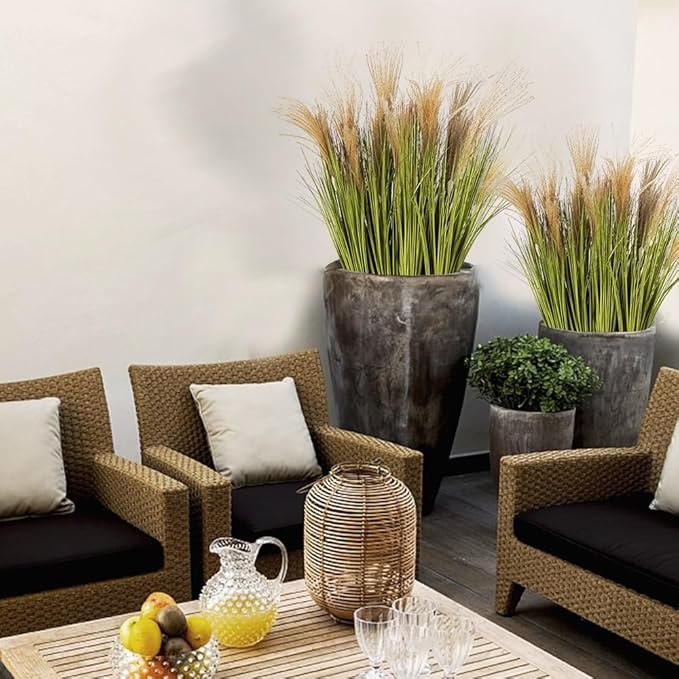 Melorca&Guilla Artificial Plants 6PCS 31.5“ Fake Tall Grass,Faux Plant,Tall Onion Faux Grass Plants,Artificial Greenery Shrubs Bushes for Garden Porch Window Box Shop Office Home Décor