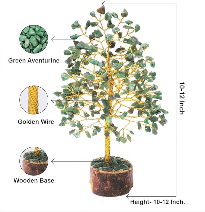 "Green Aventurine Healing Crystals Tree Bonsai Desk Decor for Women Room & Office Decor Spiritual Gift Meditation Crystals Home room decor cute house warming gifts for women Mom Birthday her - 10"""