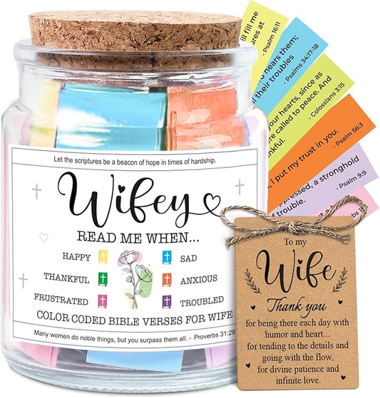 NewEleven Christmas Gifts For Wife - Anny Gifts, Wife Christmas Gift Ideas - Inspirational Gift, Christian Present For Wifes From Husband - Bible Verse Jar