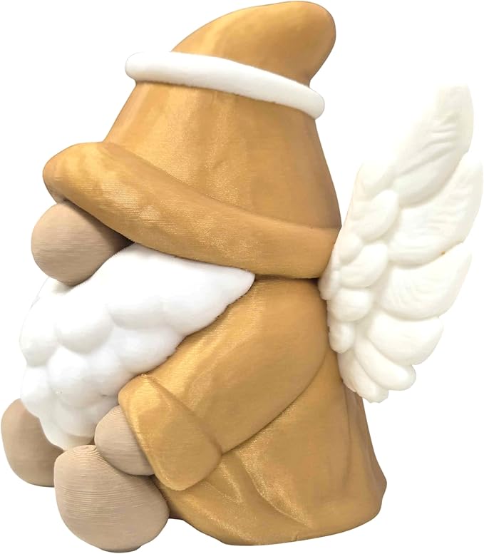 Christmas Angel Gnome Figurine – Holiday Shelf Sitter Gnome with Wings – Scandinavian-Style Xmas Decoration, Festive Mantel Accent – 3D Printed in Canada