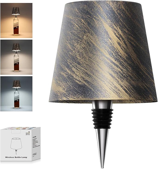 Wireless Bottle Lamp, 2025 New 3 Color Rechargeable Wine Bottle Lights for Bars Restaurants (Bronze, 1PC)