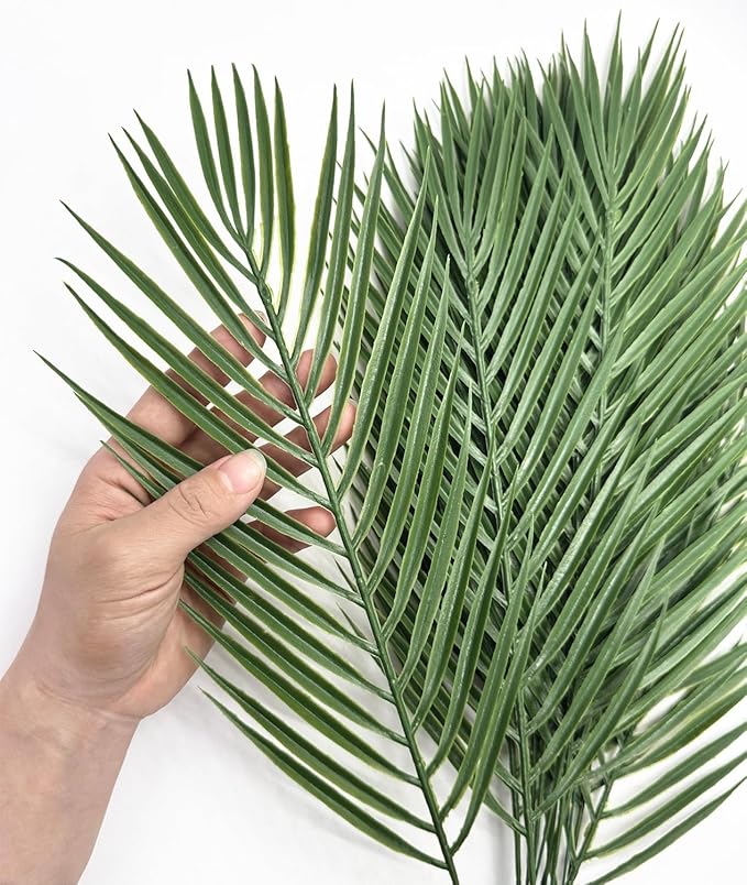 Artificial Tropical Palm Leaves Stems 12 Pcs, Fake Monstera Plants Areca Leaf Plants Faux Greenery Bushes Realistic Farmhouse Plant for Home Kitchen Garden Bathroom Decor Outdoor Indoor Decoration