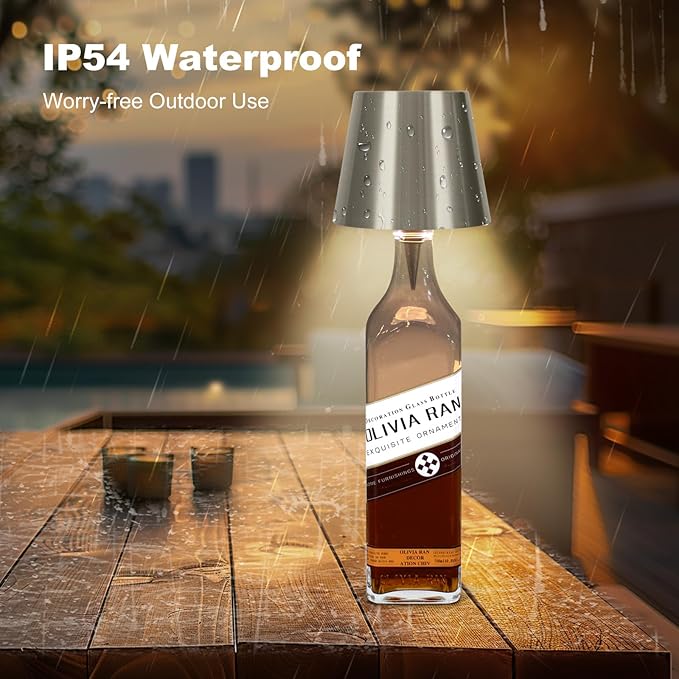 Wireless Bottle Lamp, 2026 New 3 Color Rechargeable Led Wine Bottle Lights for Bars Restaurants (Silver, 1PC)