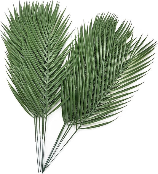 Artificial Tropical Palm Leaves Stems 12 Pcs, Fake Monstera Plants Areca Leaf Plants Faux Greenery Bushes Realistic Farmhouse Plant for Home Kitchen Garden Bathroom Decor Outdoor Indoor Decoration