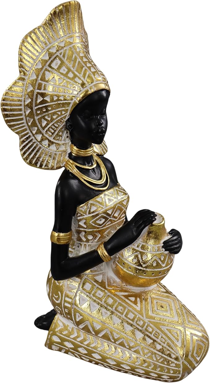 African Lady Statue with African Tribal Totem for Wedding, Church, Festival Decoration - African Decorative Female Statue for Home and Display case Decoration
