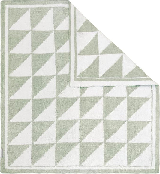 Living Textiles Chenille Baby Blanket - Sage Triangle Ultra Soft, Thick, and Versatile | Warm Blanket for Newborns, Throw Blanket for Crib, Stroller Cover | Perfect Baby Gift 30 x 40 inches