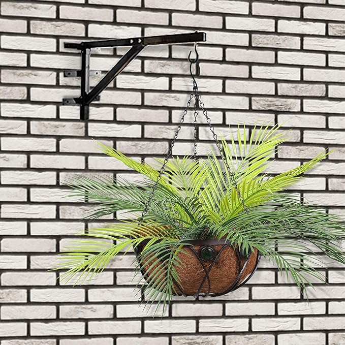 PASYOU Artificial Palm Tree, Plastic Plants Greenery Fake Tropical Shrubs Faux Big Leaves for Home Indoor Outdoor Garden DIY Basket Planter Filler Wedding Party Decoration UV Resistant - 2 Pack