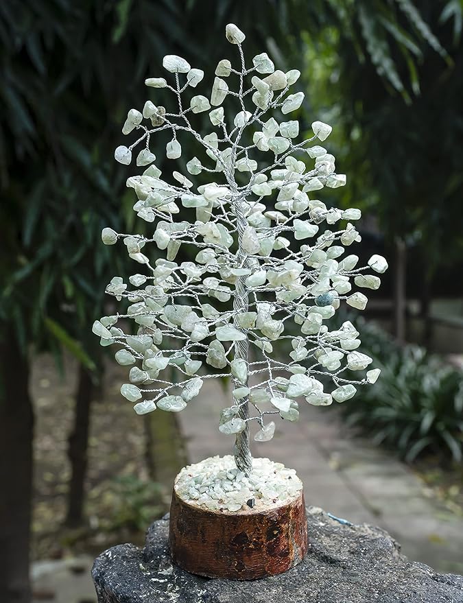 "Green Jade Healing Crystals Tree Bonsai Desk Decor for Women Green Room & Office Decor Spiritual Gift Meditation Crystals Home room decor cute house warming gifts for women Mom Birthday her - 10"""