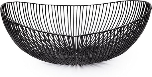 Serax Home Decor Fruit Bowl | Metal sculptures interior accessories by Antonino Sciortino | Oval Black Iron Kitchen Basket | Modern House Decor or Kitchen Storage for Counter and Table