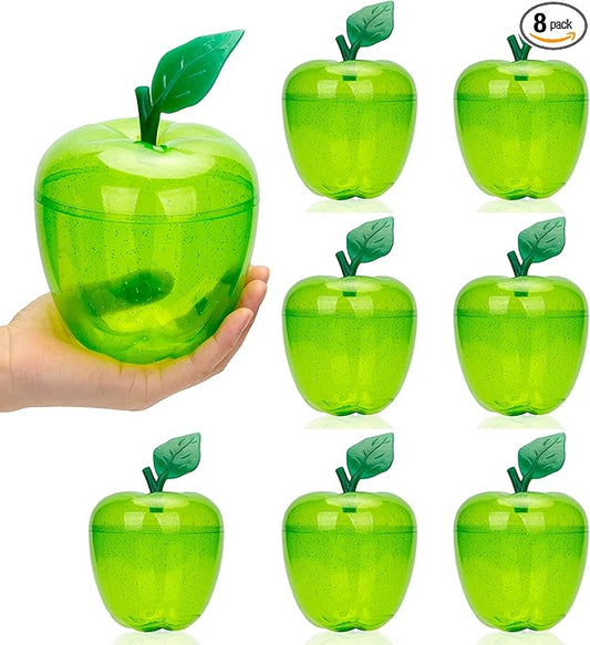 HANZE Large Green Apple Container, Apple Shaped Candy Toy Filling Containers Jar, Back To School Teacher Appreciation Gift, Wedding Party Ornaments Christmas Decorations Supplies Favors - 8 Pack