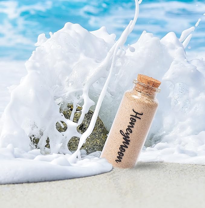 Honeymoon Sand Keepsake Jar, Bridal Shower, Wedding, Engagement, Honeymoon, Travel Gift for Couples, Newlywed, Fiance(Gift Box Includes) - 40ml Cylindrical Shape Glass