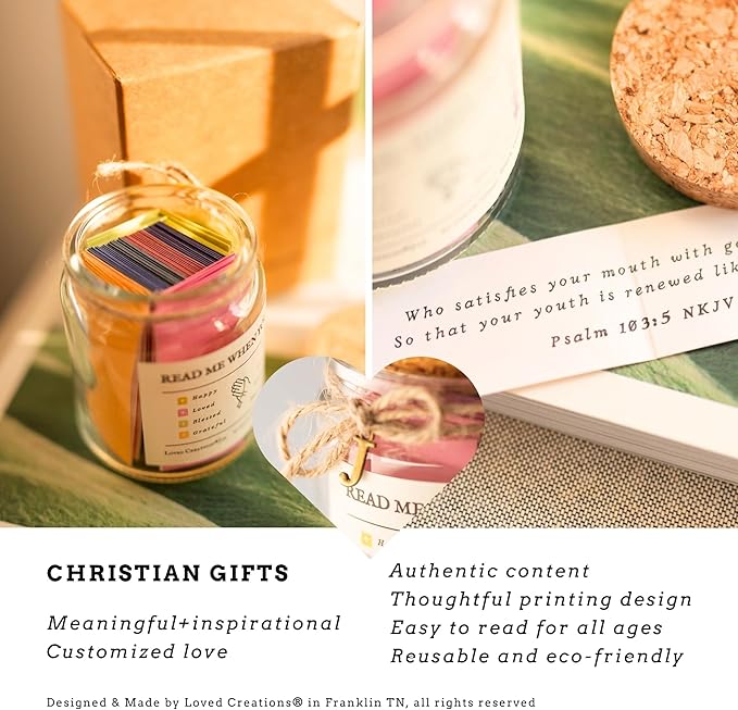 Bible Verse Jar for Christmas Gifts, Initial U Read Me When Prayer, Emotion and Feelings Scripture, Brightness Jar Christian Gifts for Women, Scriptural Study Supplies Men Art Work for Family