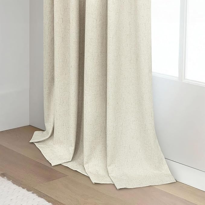 Room Darkening Curtains for Living Room Divider Boho Ceiling to Floor Length Curtains Linen Neutral Farmhouse Large Drapes Weather Blocking Lightweight Blackout 52x102 Inches Long 2 Panels Tan Beige