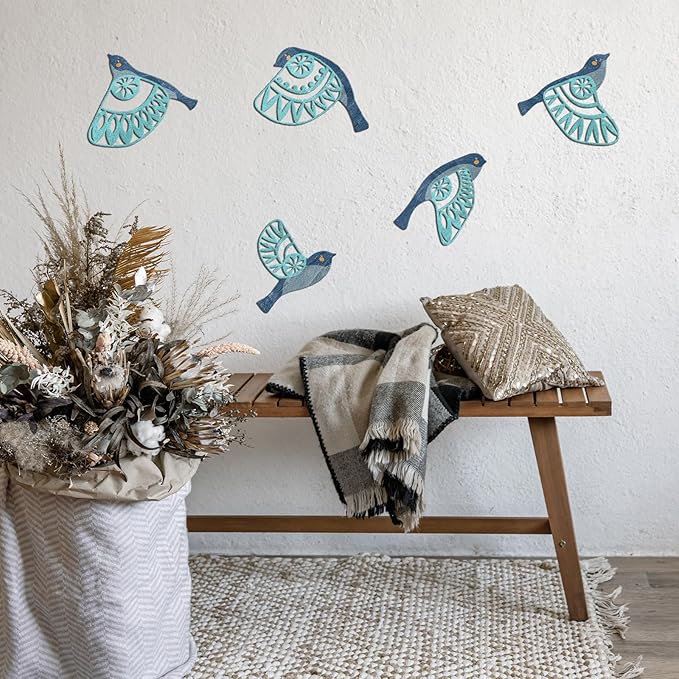 Metal Bird Wall Art for Bathroom - Farmhouse Rustic Flying Birds Wall Decor Arts - Folk Scandinavian Great Gift Home Decor for Indoor Outdoor Yard