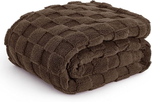 Bedsure GentleSoft Fall Throw Blanket for Couch Brown - Checkered Fleece Blankets Gifts for Women Men Girls, Cute Soft Cozy Throw for Bedroom Home Decor Gifts, 50x60 Inches