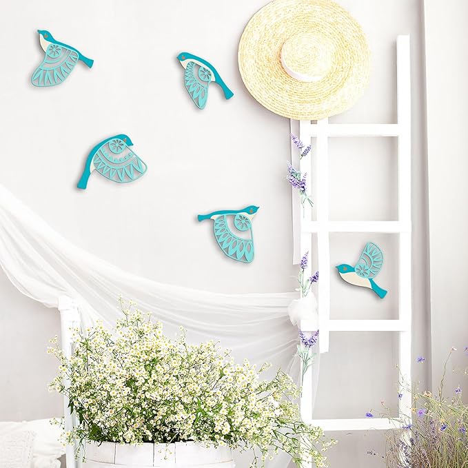 Metal Bird Wall Art for Bathroom - Farmhouse Rustic Flying Birds Wall Decor Arts - Folk Scandinavian Great Gift Home Decor for Indoor Outdoor Yard