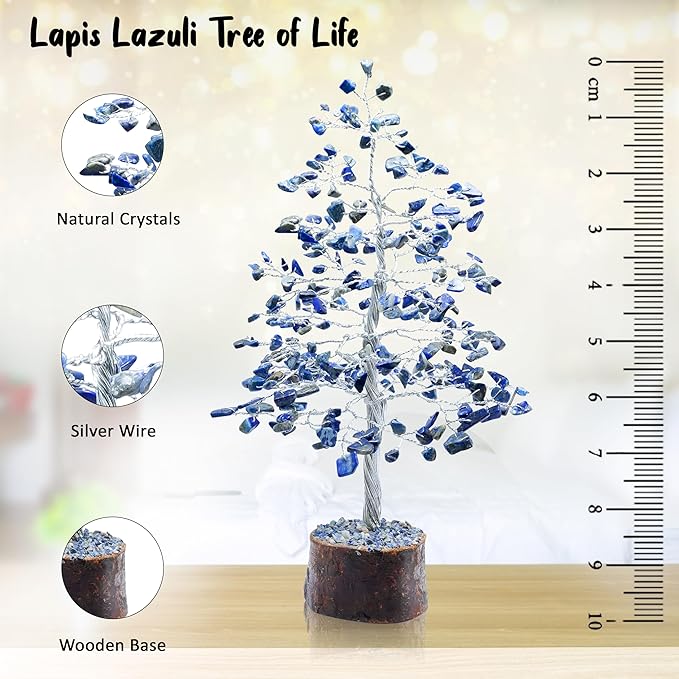 "Lapis Lazuli Healing Crystals Tree Bonsai Desk Decor for Women Blue Room & Office Decor Spiritual Gift Meditation Crystals Home room decor cute house warming gifts for Men Dad Birthday Him - 10"""