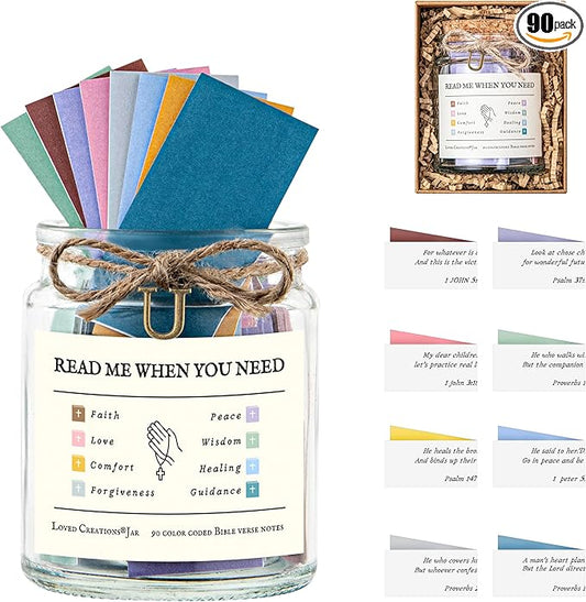 Bible Verse Jar for Christmas Gifts, Initial U Read Me When Prayer, Emotion and Feelings Scripture, Brightness Jar Christian Gifts for Women, Scriptural Study Supplies Men Art Work for Family