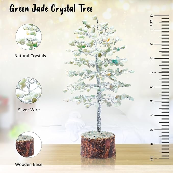"Green Jade Healing Crystals Tree Bonsai Desk Decor for Women Green Room & Office Decor Spiritual Gift Meditation Crystals Home room decor cute house warming gifts for women Mom Birthday her - 10"""