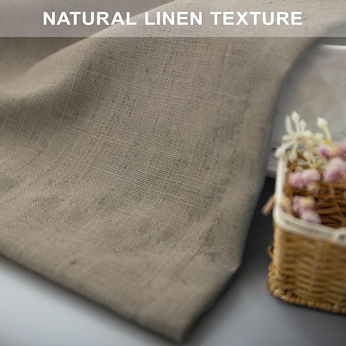 Pitalk Taupe Curtains 84 Inches Long for Living Room 2 Panel Sets Burlap Curtain Back Tab Neutral Modern Farmhouse Window Privacy Semi Sheer Linen Drape Pinch Pleated Look Curtain Dark Brown 84 Length