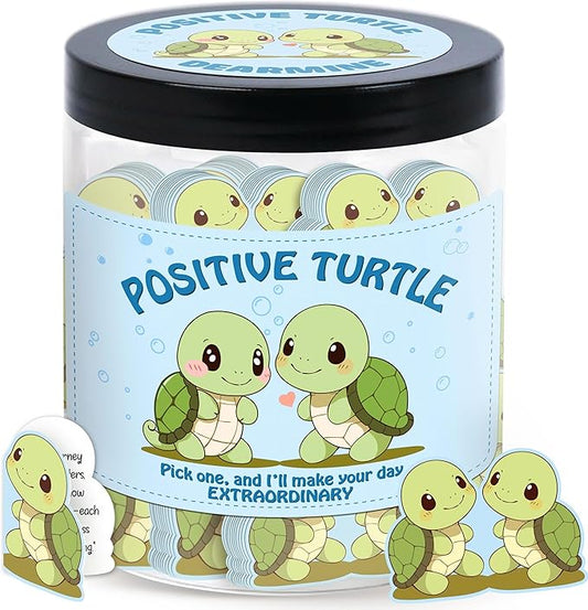 60 Positive Turtle Cards Jar, Emotional Support Affirmation Cards, Sea Turtle Gifts, Turtle Lover Gifts For Women, Teens, Friends, Coworkers, Christmas Turtle Decoration For Home Office