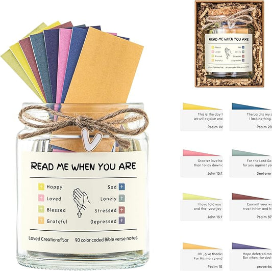 Loved Creations Initial V Read Me When Bible Verses Jar, Mood-booster Jar Christian Gifts for Women, Prayer Bible Verse Accessories, Scripture Study Supplies for Teens Christmas Gifts