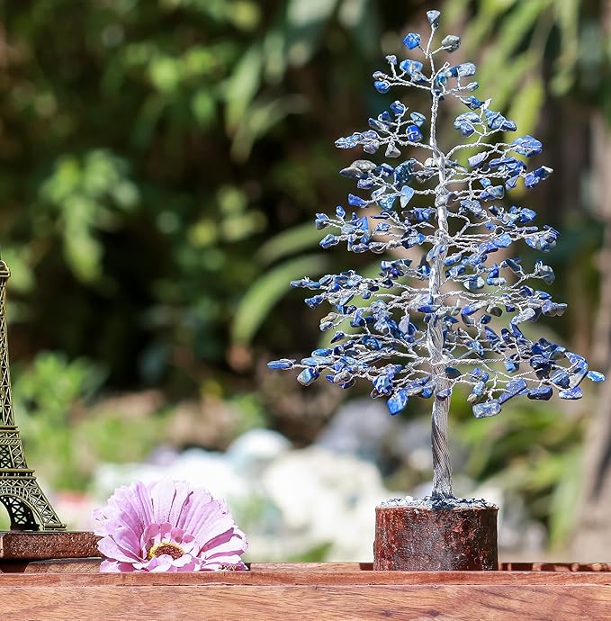 "Lapis Lazuli Healing Crystals Tree Bonsai Desk Decor for Women Blue Room & Office Decor Spiritual Gift Meditation Crystals Home room decor cute house warming gifts for Men Dad Birthday Him - 10"""