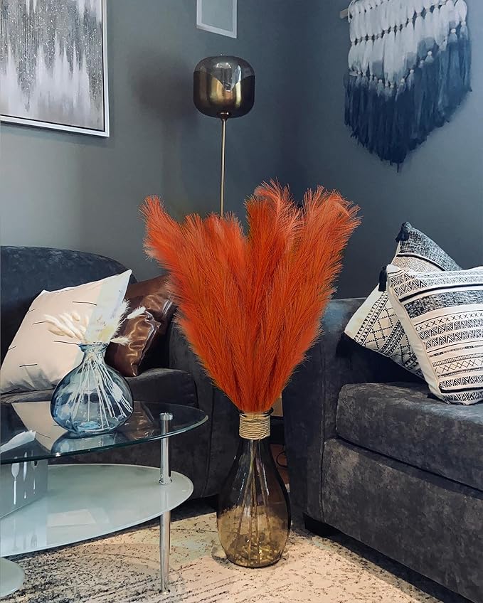 MAXROCK Faux Pampas Grass, 3PCS Large Tall 43'' Fluffy Artificial Fake Pompous Grass for Boho Decor Home Kitchen Wedding Decoration Floor Vase Filler