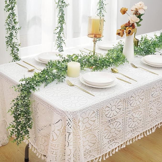 Dolicer 8 Packs Eucalyptus Garland with LED Lights String, 48FT Faux Eucalyptus Greenery Garland, Artificial Hanging Green Eucalyptus Leaves Vine Wedding Backdrop Arch Wall Table Decor (Grey Green)