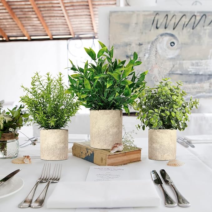 Artificial Plants 3 Pack Mini Fake Hanging with Macrame Plant Hangers Decorative Faux Greenery Decor for Shelves Wall Kitchen Farmhouse Bathroom Home Office