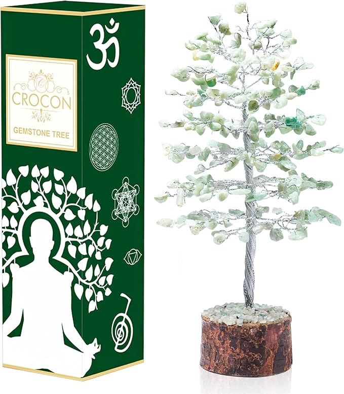 "Green Jade Healing Crystals Tree Bonsai Desk Decor for Women Green Room & Office Decor Spiritual Gift Meditation Crystals Home room decor cute house warming gifts for women Mom Birthday her - 10"""