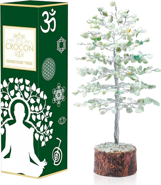 "Green Jade Healing Crystals Tree Bonsai Desk Decor for Women Green Room & Office Decor Spiritual Gift Meditation Crystals Home room decor cute house warming gifts for women Mom Birthday her - 10"""