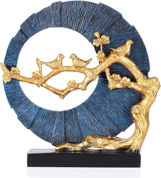 Gold Bird Statue Decor, Gold and Blue Home Decor, Bird Sculpture Home Decor for Bookshelf Office Shelf On Shelf Coffee Table TV Cabinet Entryway Entryway Decor.