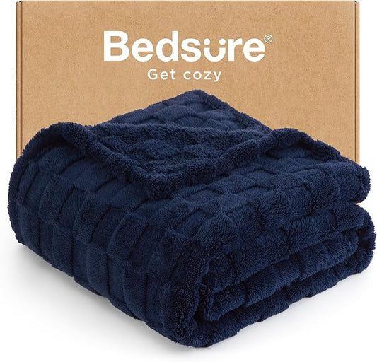Bedsure GentleSoft Navy Throw Blanket for Couch - Super Soft Cozy Blankets Gifts for Women Men Girls, Cute Small Fleece Throws for Bedroom Home Decor, 50x70 Inches