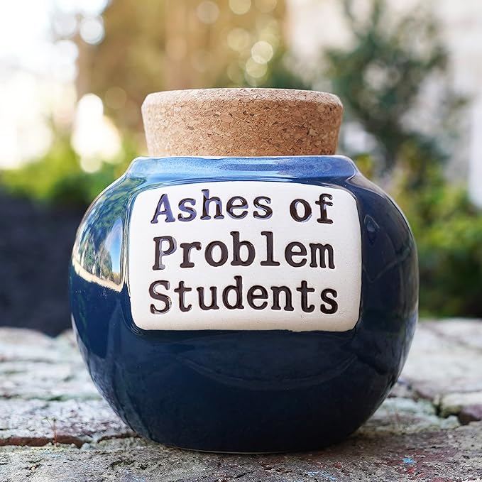 Cottage Creek Blue Ashes of Problem Students Ceramic Decorative Jar with Lid, Gifts for Women, Men - Home Decor, Candy Dish, Savings Box, Desk Decor for Teacher Appreciation