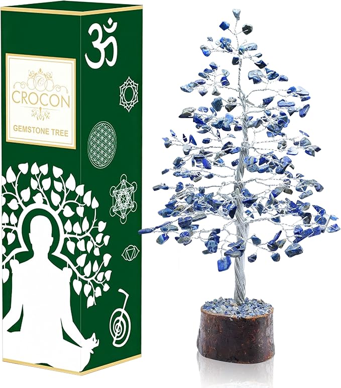 "Lapis Lazuli Healing Crystals Tree Bonsai Desk Decor for Women Blue Room & Office Decor Spiritual Gift Meditation Crystals Home room decor cute house warming gifts for Men Dad Birthday Him - 10"""
