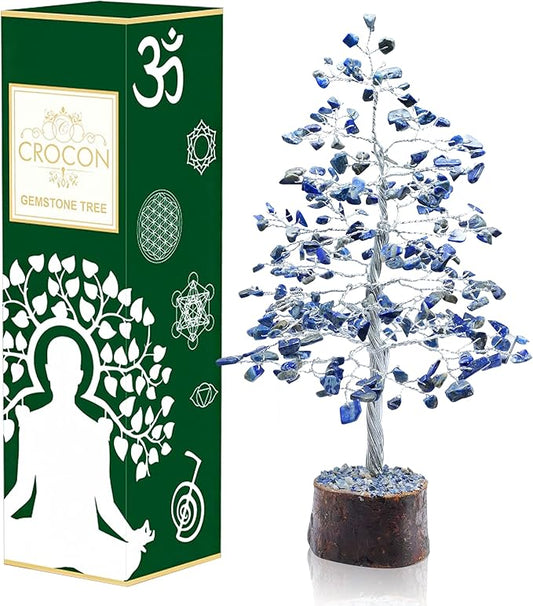 "Lapis Lazuli Healing Crystals Tree Bonsai Desk Decor for Women Blue Room & Office Decor Spiritual Gift Meditation Crystals Home room decor cute house warming gifts for Men Dad Birthday Him - 10"""