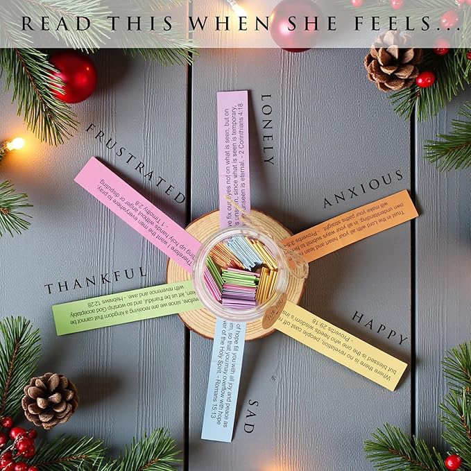 Bible Verse Jar for Sister – 92 Color-Coded Scriptures for Encouragement, Birthday Present for Sister from Mom, Daughter-in-Law Gift Idea, Faith & Comfort Jar, Inspirational Christmas Gift for Sister