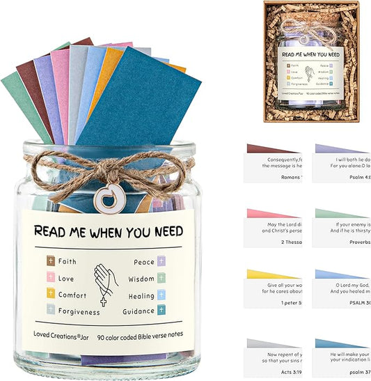 Loved Creations Initial O Read Me When Bible Verses Jar, Brightness Jar Christian Gifts for Women, Prayer Bible Verse Accessories, Scripture Study Supplies for Teens Christmas Gifts